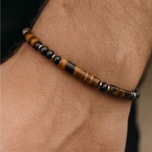 Elegant Tiger's Eye and Brown Bead Bracelet